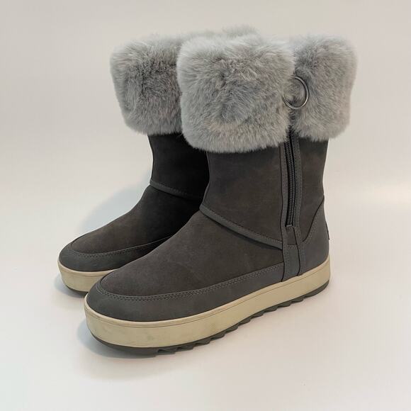 Koolaburra by Ugg Women's Size 7 Gray Suede Tynlee Boots Side Zip - Picture 1 of 11